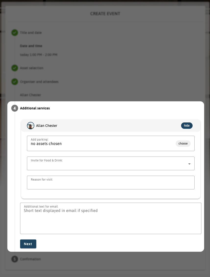 Additional Services Create Event
