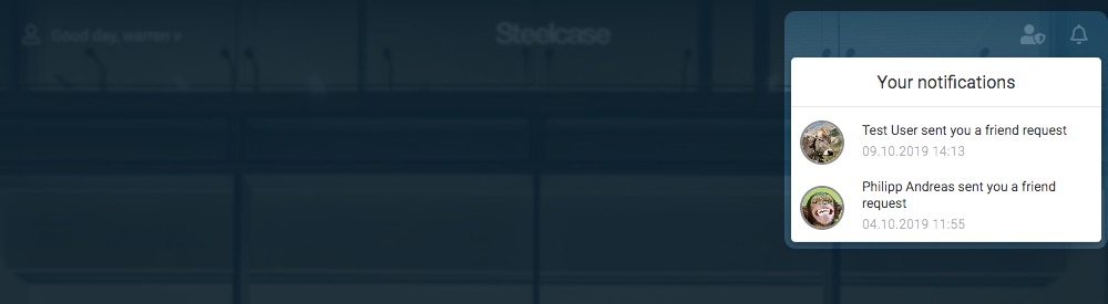 Notifications panel Dashboard with feed